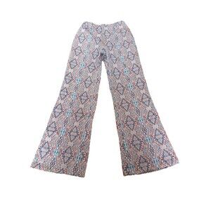 Vintage 60s 70s Miss Holly Japan Southwestern Geometric Flare Pants Petite XXS